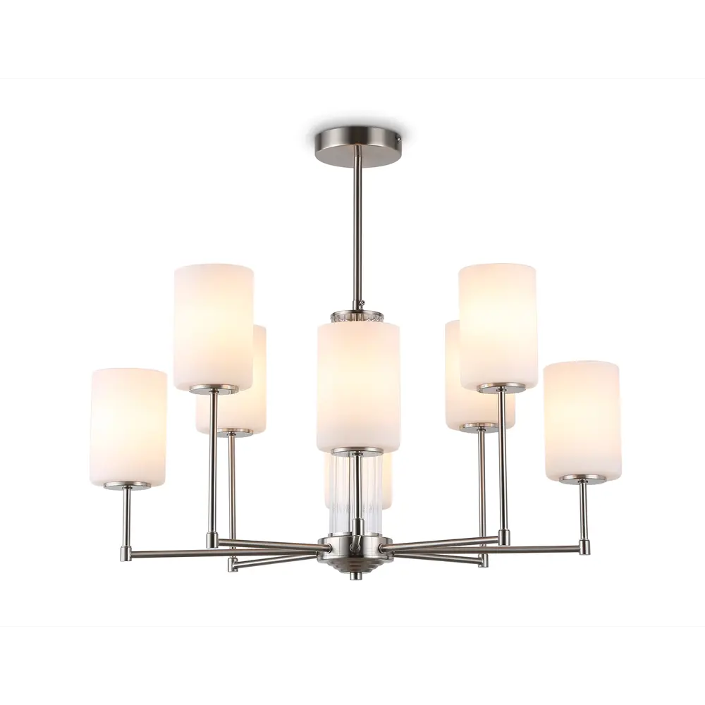 Фото Люстра на штанге Ambrella light High light Lh56213 8 ламп 32 м² цвет белый матовый, никель Фото Люстра на штанге Ambrella light High light Lh56213 8 ламп 32 м² цвет белый матовый, никель