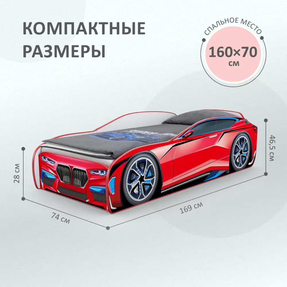 Фото 2 Кровать машина Romack Kiddy 74 x 46.5 x 169 см ЛДСП цвет красный Фото 2 Кровать машина Romack Kiddy 74 x 46.5 x 169 см ЛДСП цвет красный