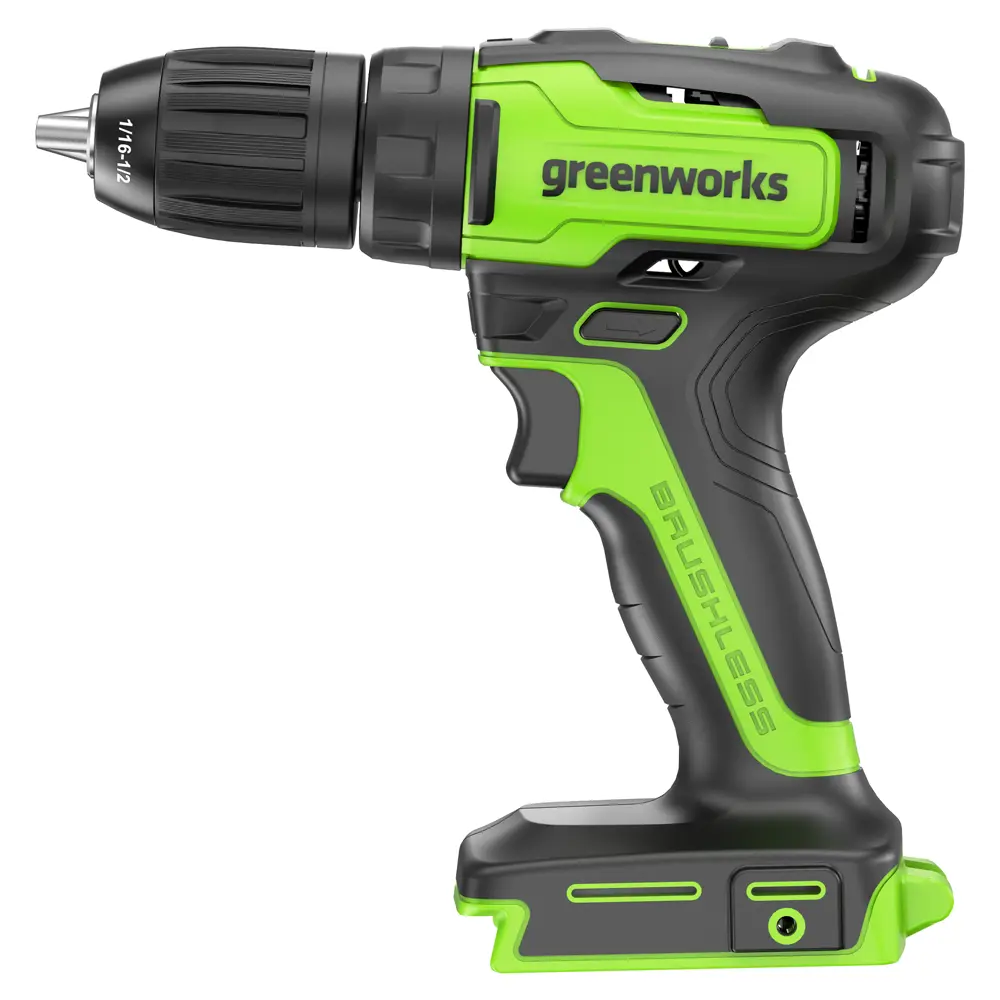 Фото 2 Дрель-шуруповерт аккумуляторная бесщеточная Greenworks GD24DD35 3704007, 24 В Li-Ion без АКБ и ЗУ Фото 2 Дрель-шуруповерт аккумуляторная бесщеточная Greenworks GD24DD35 3704007, 24 В Li-Ion без АКБ и ЗУ