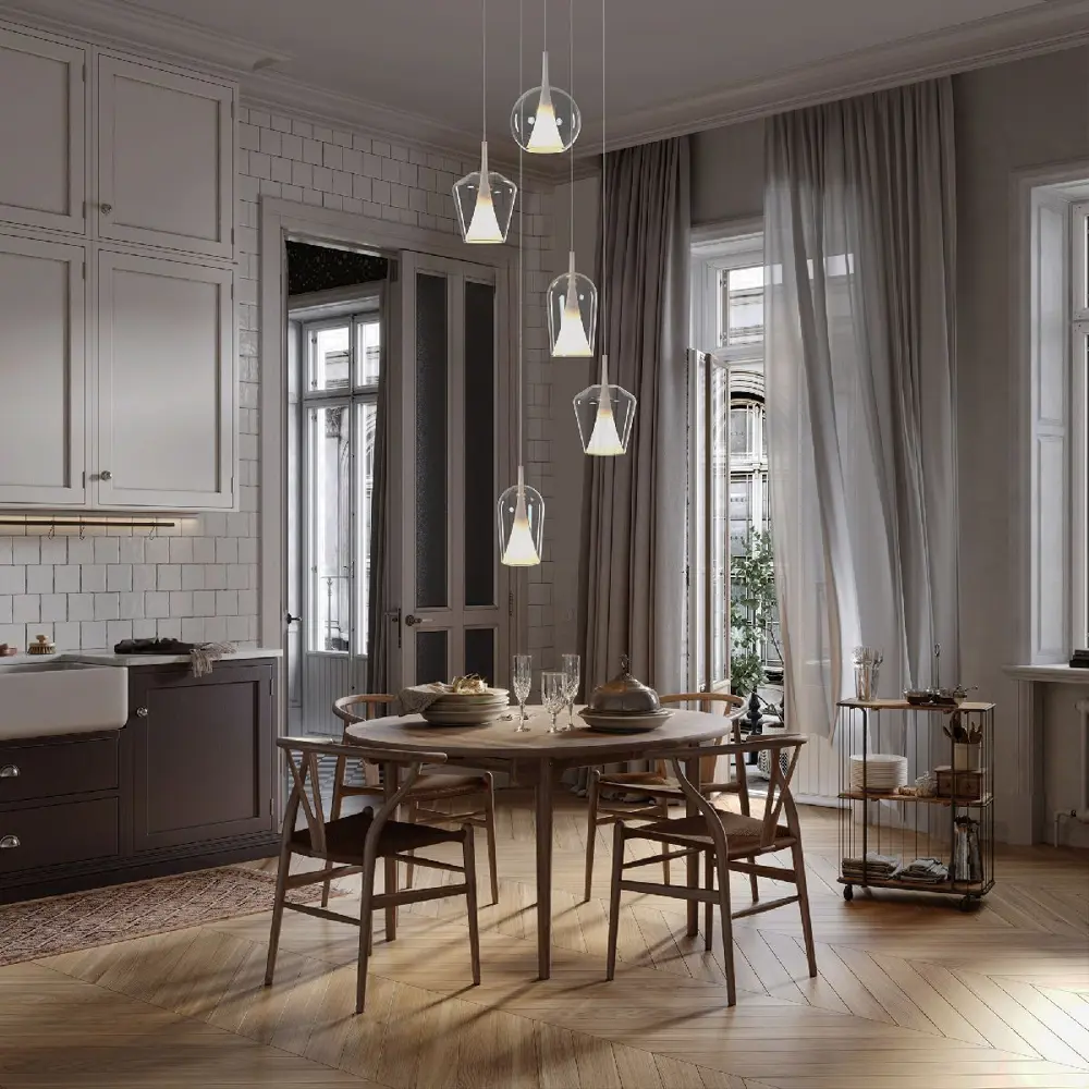 Фото 6 Светильник подвесной Mantra Elsa 8250+8260 1 лампа 4 м² цвет прозрачный Фото 6 Светильник подвесной Mantra Elsa 8250+8260 1 лампа 4 м² цвет прозрачный