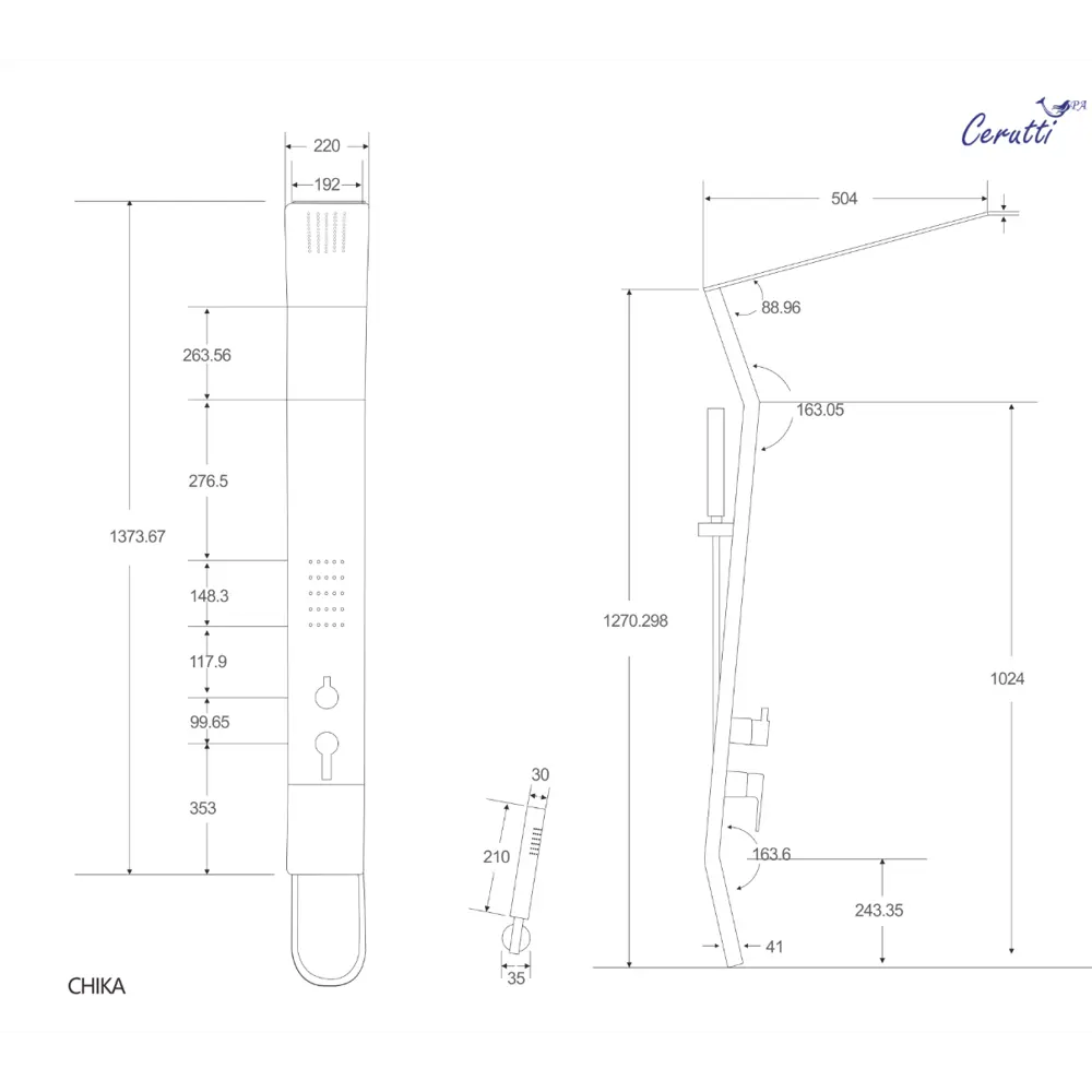 Фото 5 Душевая стойка Ceruttispa Ct9255 9255 3 режимная цвет черный