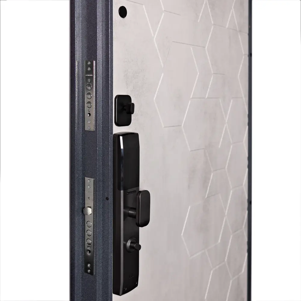 Фото 9 Входная дверь Unicorn Terminal smart правый 205x96см цвет графит букле/бетон серый Фото 9 Входная дверь Unicorn Terminal smart правый 205x96см цвет графит букле/бетон серый