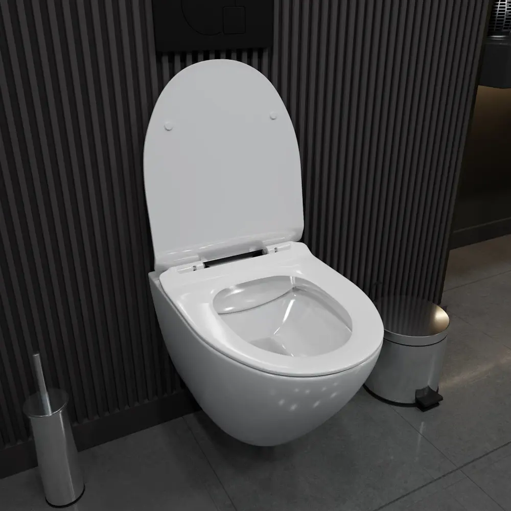 Фото 10 Инсталляция с унитазом комплект 5 в 1 Teymi F13511 унитаз подвесной безободковый Lina Pro кнопка нержавеющая сталь