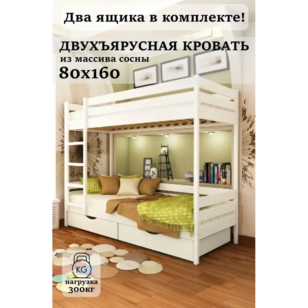 Фото Кровать Экомассив 2х яр Классика 168 x 190 x 90 см массив сосны цвет белый Фото Кровать Экомассив 2х яр Классика 168 x 190 x 90 см массив сосны цвет белый