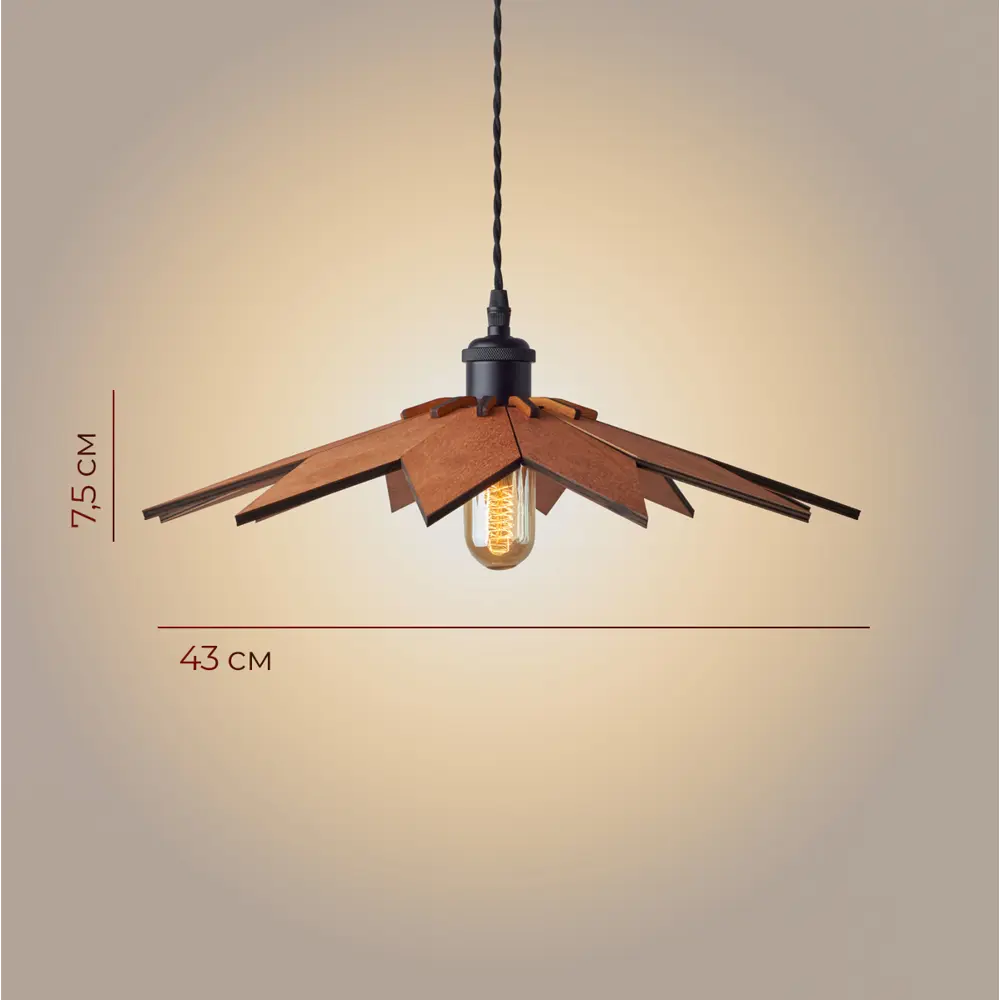 Фото 4 Люстра подвесная деревянная Brillight L33 1 лампа 15 м² цвет темная вишня