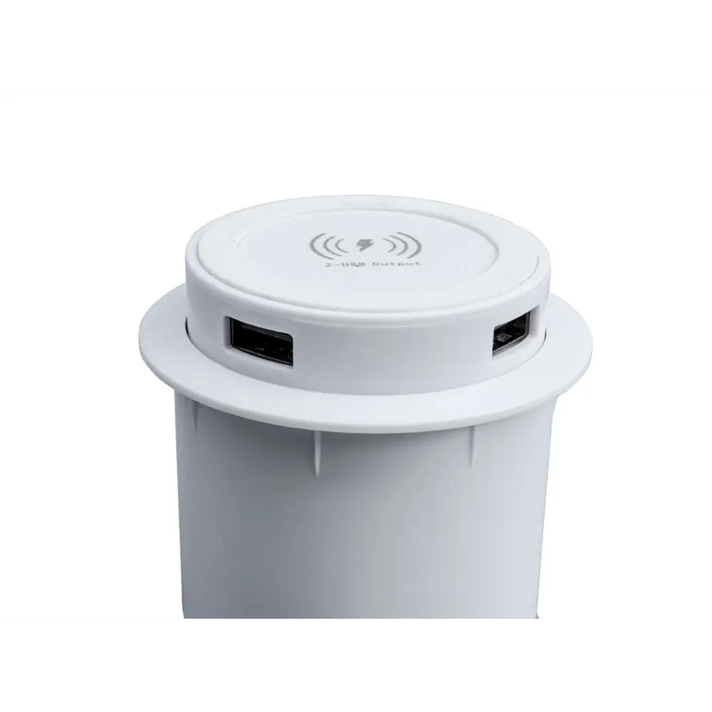 Фото 2 Зарядка беспроводная Qi встраиваемая GLS Pop-up Lift mini USB-A+C цвет белый Фото 2 Зарядка беспроводная Qi встраиваемая GLS Pop-up Lift mini USB-A+C цвет белый
