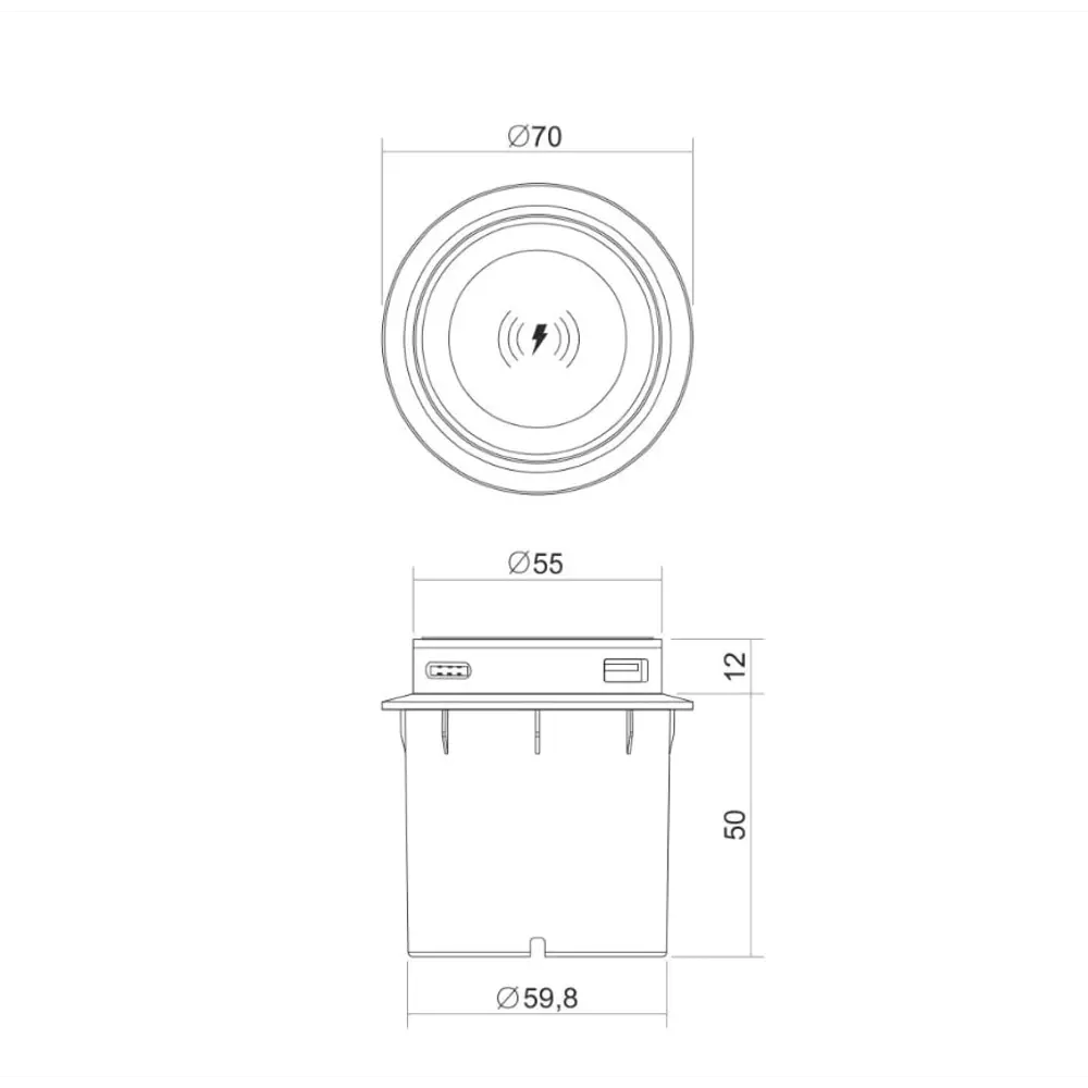 Фото 3 Зарядка беспроводная Qi встраиваемая GLS Pop-up Lift mini USB-A+C цвет белый Фото 3 Зарядка беспроводная Qi встраиваемая GLS Pop-up Lift mini USB-A+C цвет белый
