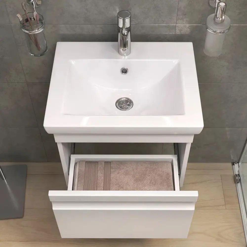 Фото 6 Тумба под раковину напольная Vigo 038-LM 46см цвет белый