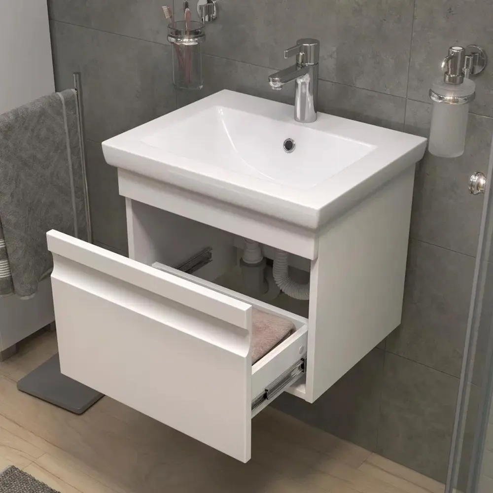 Фото 4 Тумба под раковину напольная Vigo 038-LM 46см цвет белый