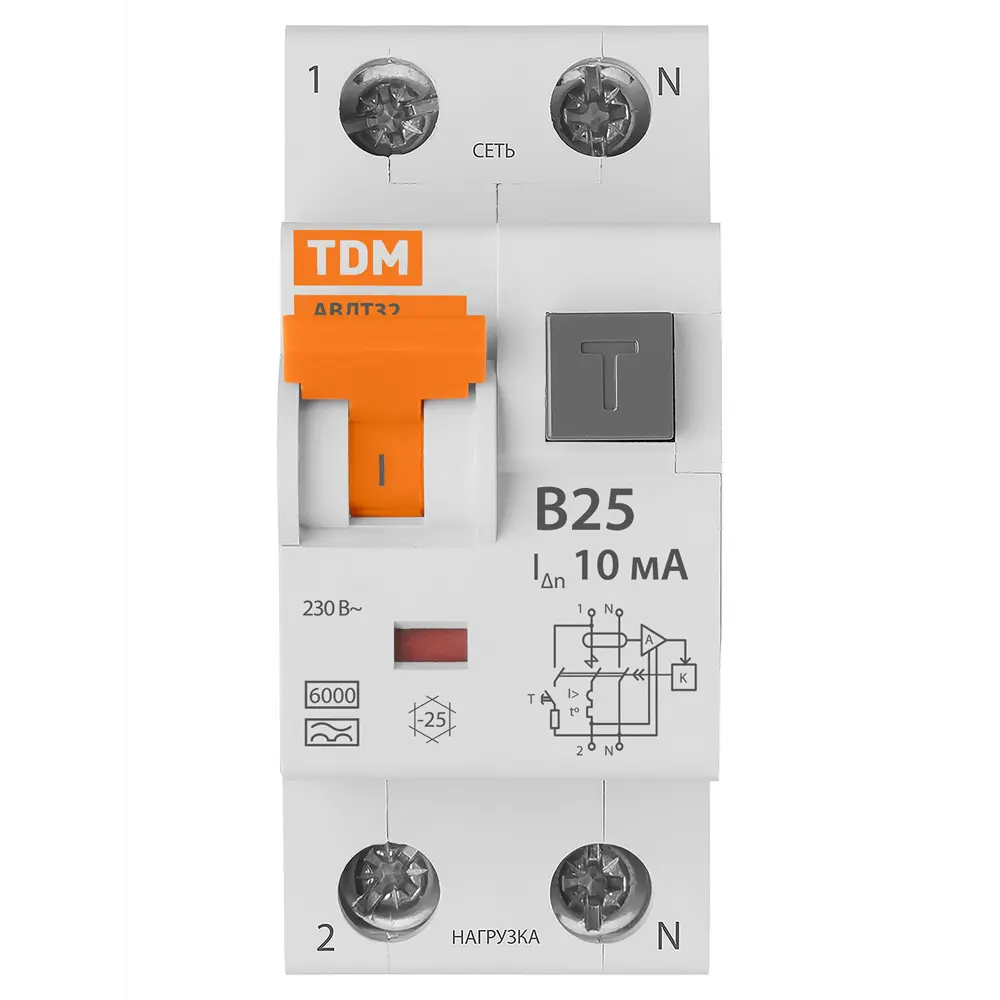 Фото 3 Дифференциальный автомат Tdm electric 2P B25 А 10 мА 6 кА A SQ0202-0201 Фото 3 Дифференциальный автомат Tdm electric 2P B25 А 10 мА 6 кА A SQ0202-0201