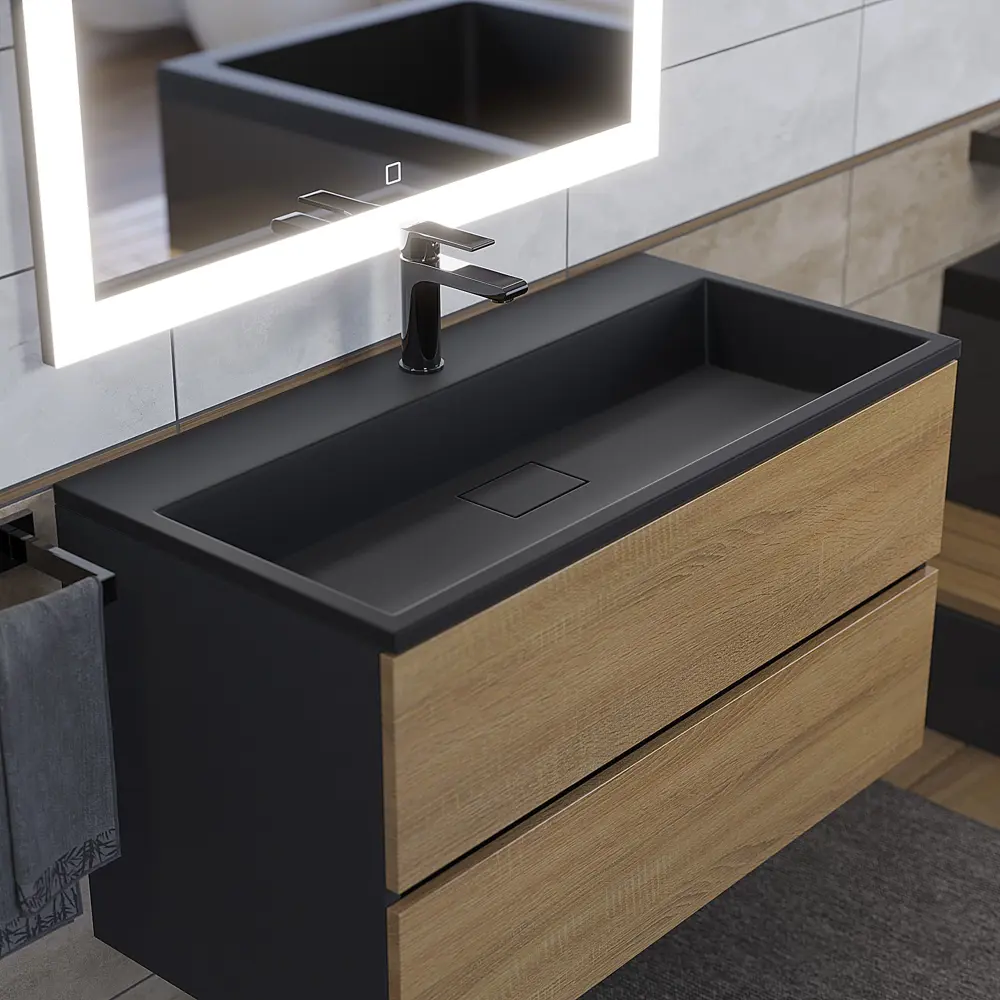Фото 4 Тумба под раковину Uperwood 2937205253 90см цвет черный/дуб сонома Фото 4 Тумба под раковину Uperwood 2937205253 90см цвет черный/дуб сонома