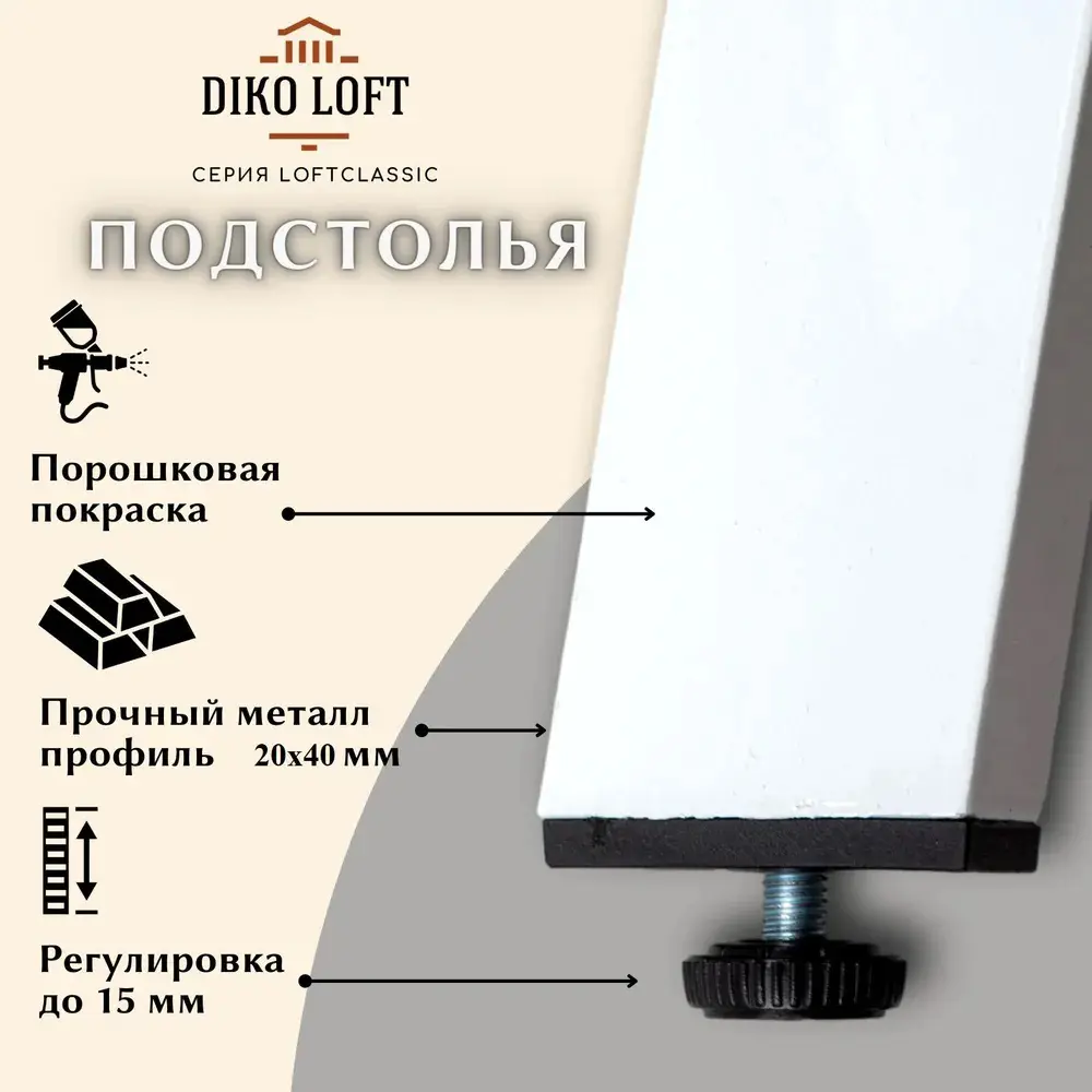 Фото 3 Кухонный стол Diko Loft Delight Dining DL-868304 120х60х75 см цвет белый Фото 3 Кухонный стол Diko Loft Delight Dining DL-868304 120х60х75 см цвет белый