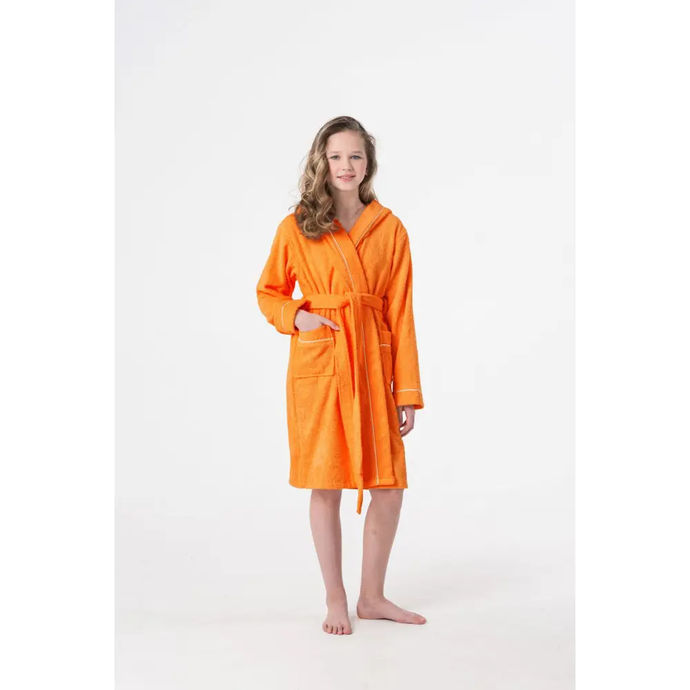Фото Банный халат Everliness 401-146-М размер 11 лет цвет оранжевый/медный