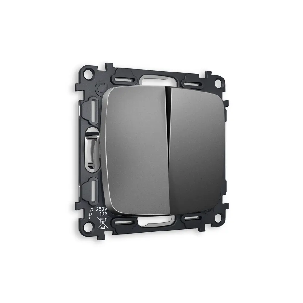 Фото Выключатель проходной встраиваемый Ambrella volt Omega MO653020 2 клавиши цвет антрацит серый Фото Выключатель проходной встраиваемый Ambrella volt Omega MO653020 2 клавиши цвет антрацит серый