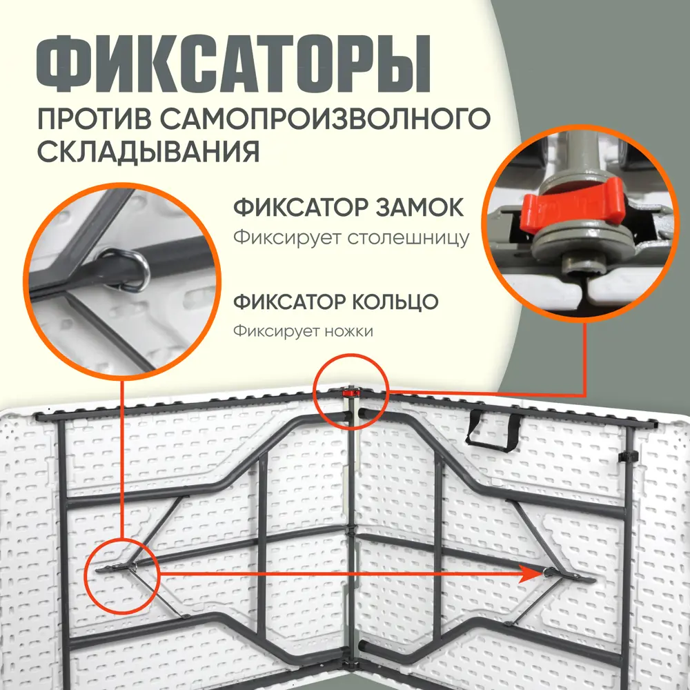 Фото 5 Стол садовый складной Ami Premium AMI 70 см x 180 см x 74 см сталь белый Фото 5 Стол садовый складной Ami Premium AMI 70 см x 180 см x 74 см сталь белый
