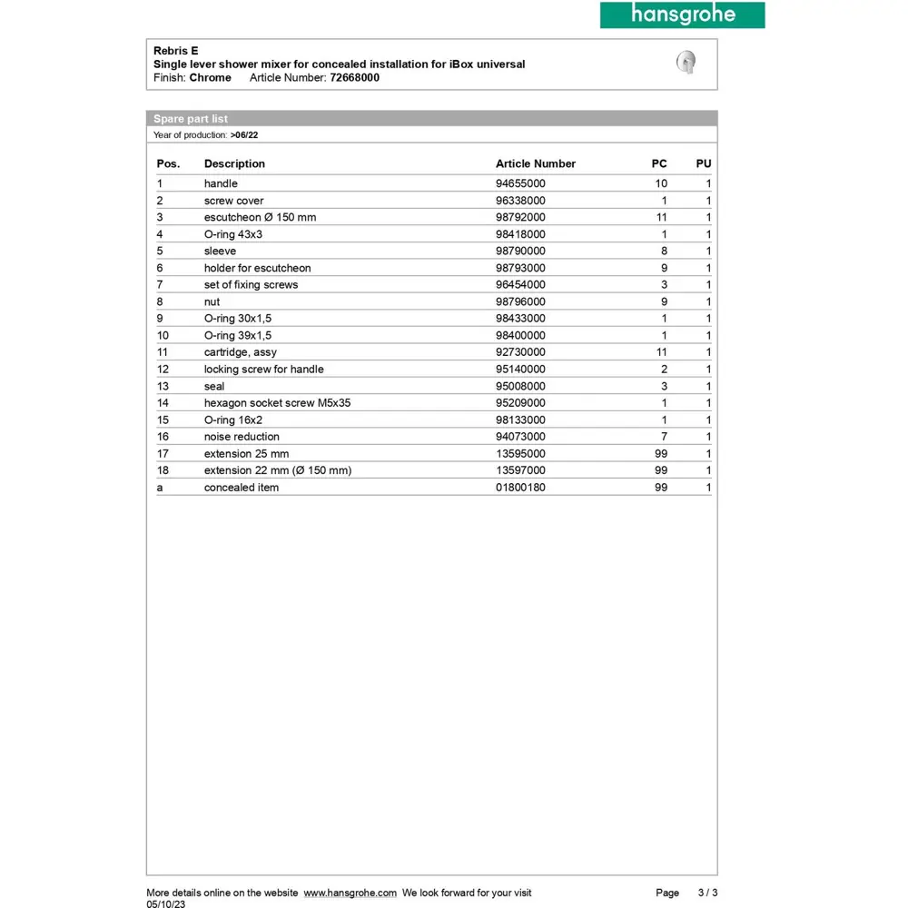 Фото 9 Встраиваемый смеситель для душа Hansgrohe Rebris E 72668000 Фото 9 Встраиваемый смеситель для душа Hansgrohe Rebris E 72668000