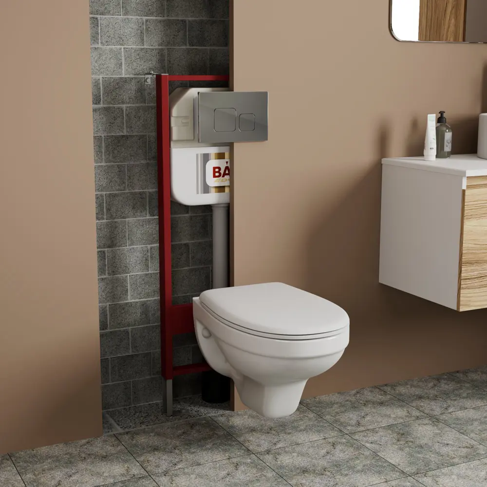 Фото Комплект Bauedge NEO45700-30745-01.02.09 6 в 1: инсталляция 45 для унитаза, унитаз Rio Luxe 52x35, сиденье микролифт, квадратная хром кнопка Aquanika Фото Комплект Bauedge NEO45700-30745-01.02.09 6 в 1: инсталляция 45 для унитаза, унитаз Rio Luxe 52x35, сиденье микролифт, квадратная хром кнопка Aquanika