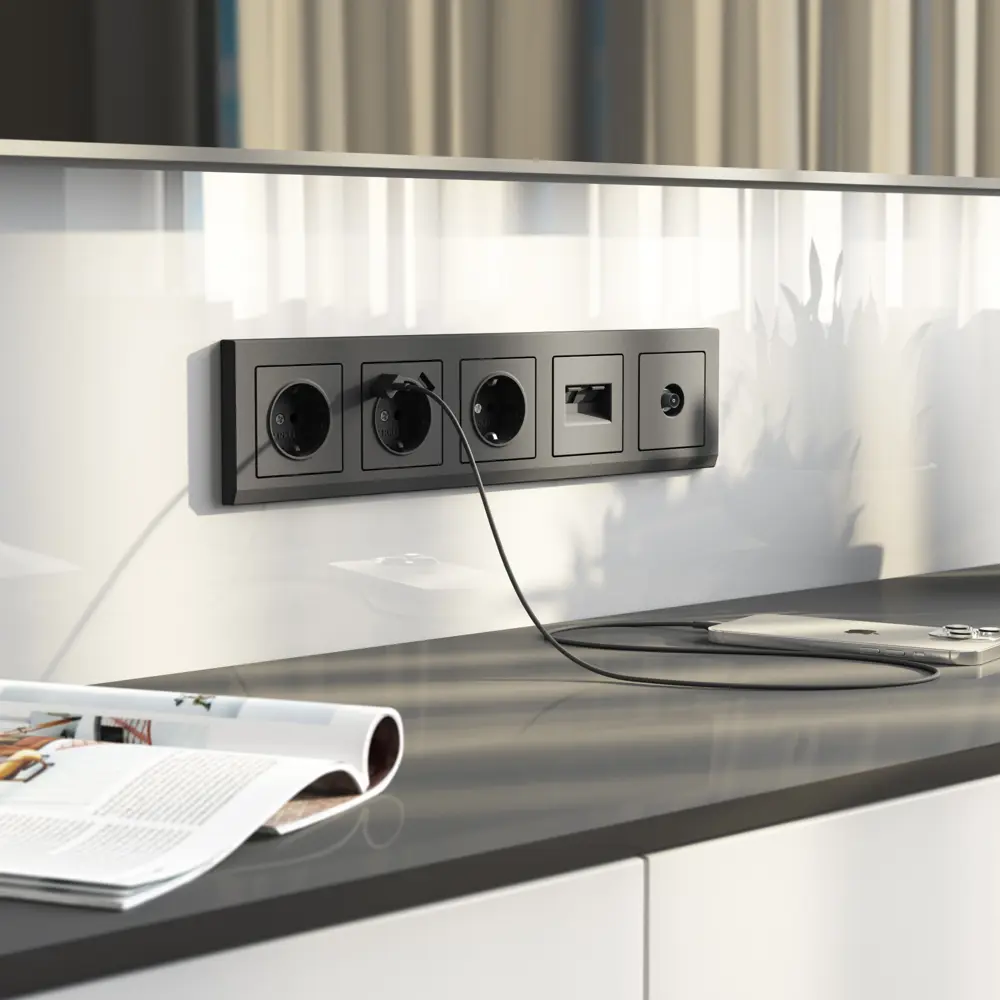 Фото 5 Накладка для двойной розетки Ethernet RJ-45 Werkel W1191164 цвет графит матовый Фото 5 Накладка для двойной розетки Ethernet RJ-45 Werkel W1191164 цвет графит матовый