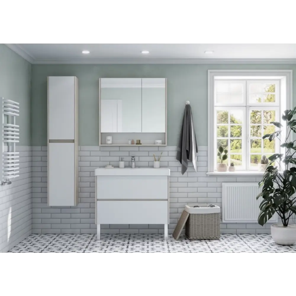 Фото 4 Зеркальный шкаф в ванную Aquaon Сканди 90 1A252302SDB20 2-х створчатый Дуб Верона Фото 4 Зеркальный шкаф в ванную Aquaon Сканди 90 1A252302SDB20 2-х створчатый Дуб Верона