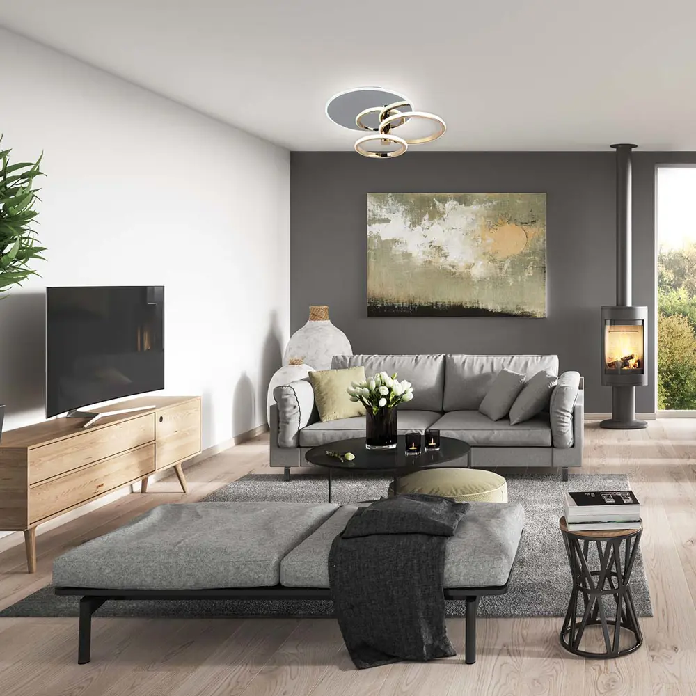 Фото 2 Люстра потолочная светодиодная Escada Contour с пультом 18.6 м² регулируемый белый свет цвет серый/серебристый Фото 2 Люстра потолочная светодиодная Escada Contour с пультом 18.6 м² регулируемый белый свет цвет серый/серебристый