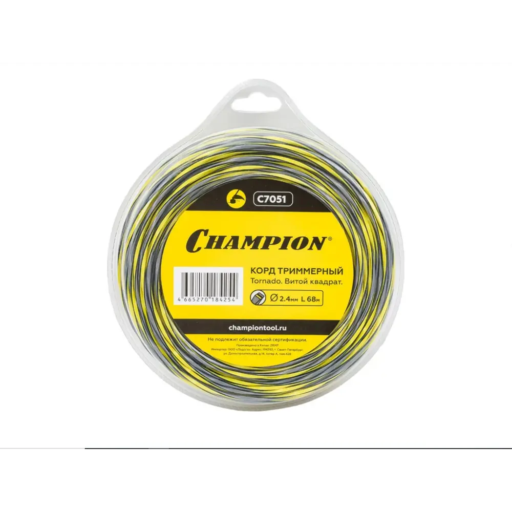 Фото Леска для триммера Champion C7051 2.4 мм 68 м Фото Леска для триммера Champion C7051 2.4 мм 68 м