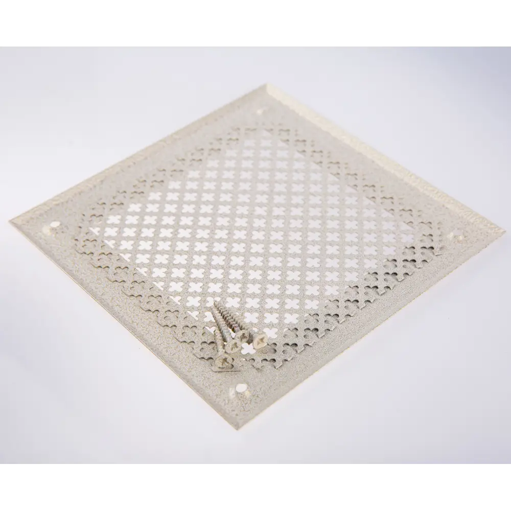 Фото 2 Решетка вентиляционная Шамрай 100x100 мм сталь перфорация цветок цвет антик белый 2 шт. Фото 2 Решетка вентиляционная Шамрай 100x100 мм сталь перфорация цветок цвет антик белый 2 шт.