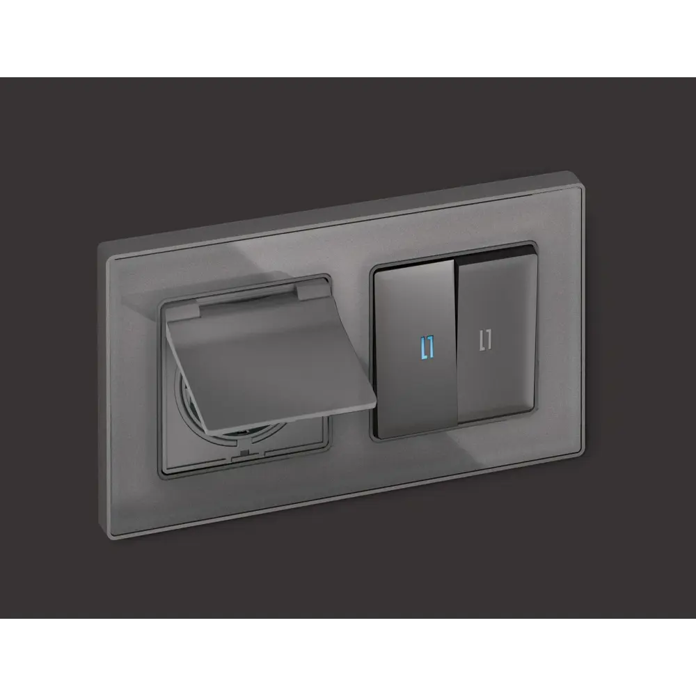 Фото 2 Накладка для розетки с заземлением со шторками и крышкой IP44 Ambrella volt Alfa AP6580 цвет антрацит серый Фото 2 Накладка для розетки с заземлением со шторками и крышкой IP44 Ambrella volt Alfa AP6580 цвет антрацит серый