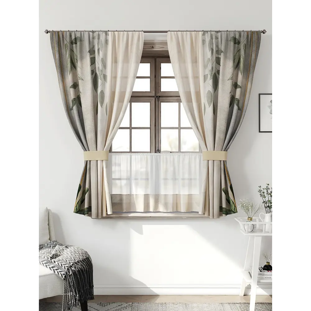 Фото Комплект штор Comfy way Иномик - 88 CW705088-160 на шторной ленте 160x150 см цвет бежевый Фото Комплект штор Comfy way Иномик - 88 CW705088-160 на шторной ленте 160x150 см цвет бежевый