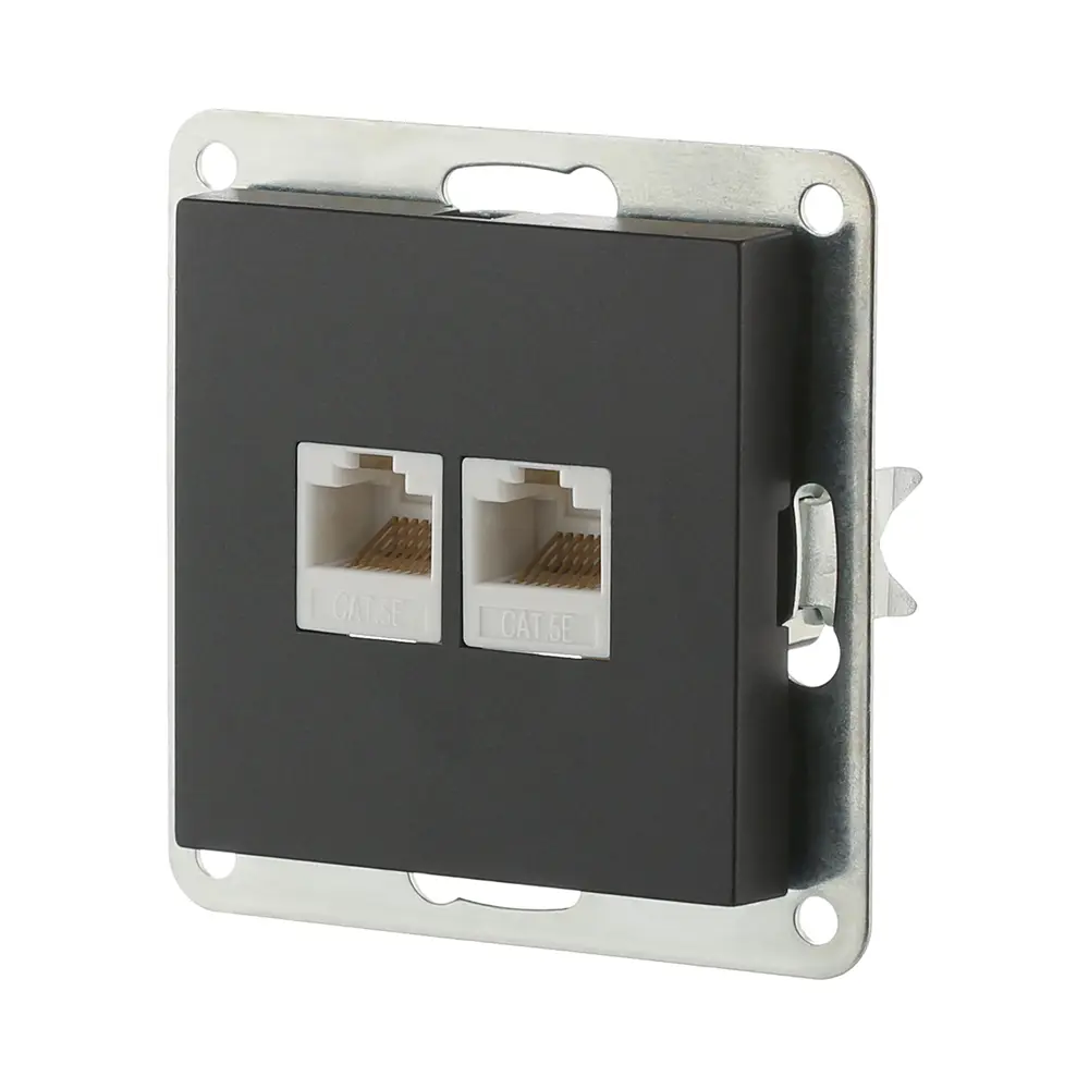 Фото 2 Розетка компьютерная двойная встраиваемая LK studio LK80 846208-1 RJ-45 Cat 5е цвет черный бархат Фото 2 Розетка компьютерная двойная встраиваемая LK studio LK80 846208-1 RJ-45 Cat 5е цвет черный бархат