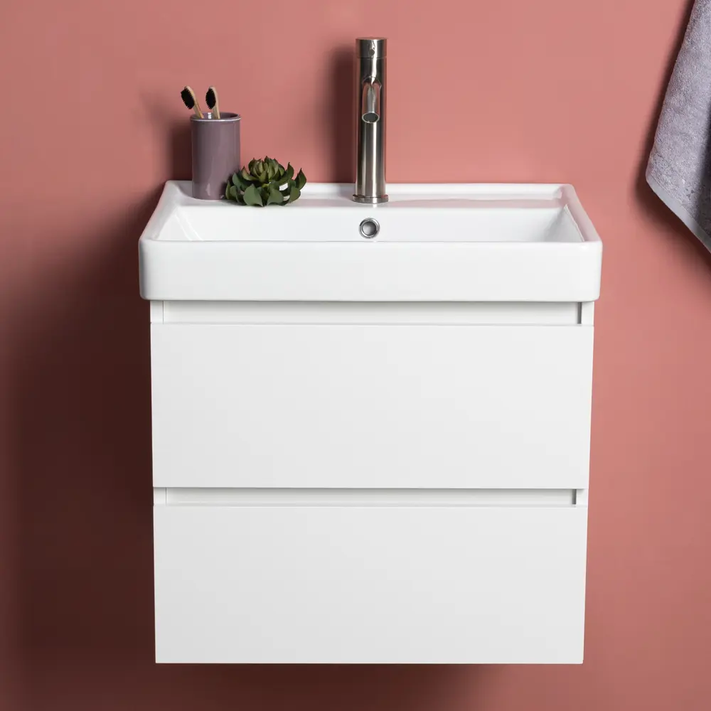 Фото Тумба под раковину напольная Logan 00338706 58.2см цвет белый Фото Тумба под раковину напольная Logan 00338706 58.2см цвет белый