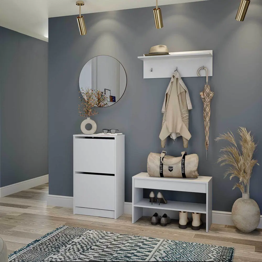 Фото 8 Полка для обуви Beneli 54x93.6x28 см 4 полки ЛДСП цвет белый