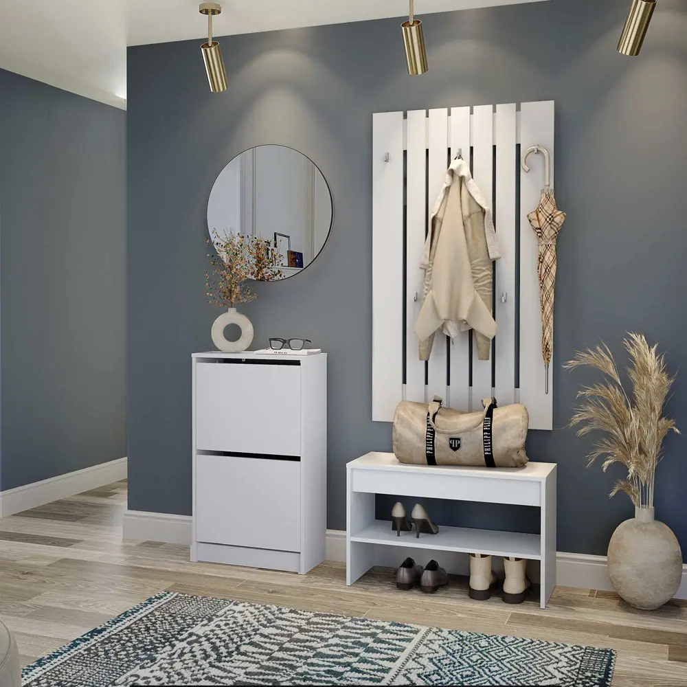 Фото 7 Полка для обуви Beneli 54x93.6x28 см 4 полки ЛДСП цвет белый