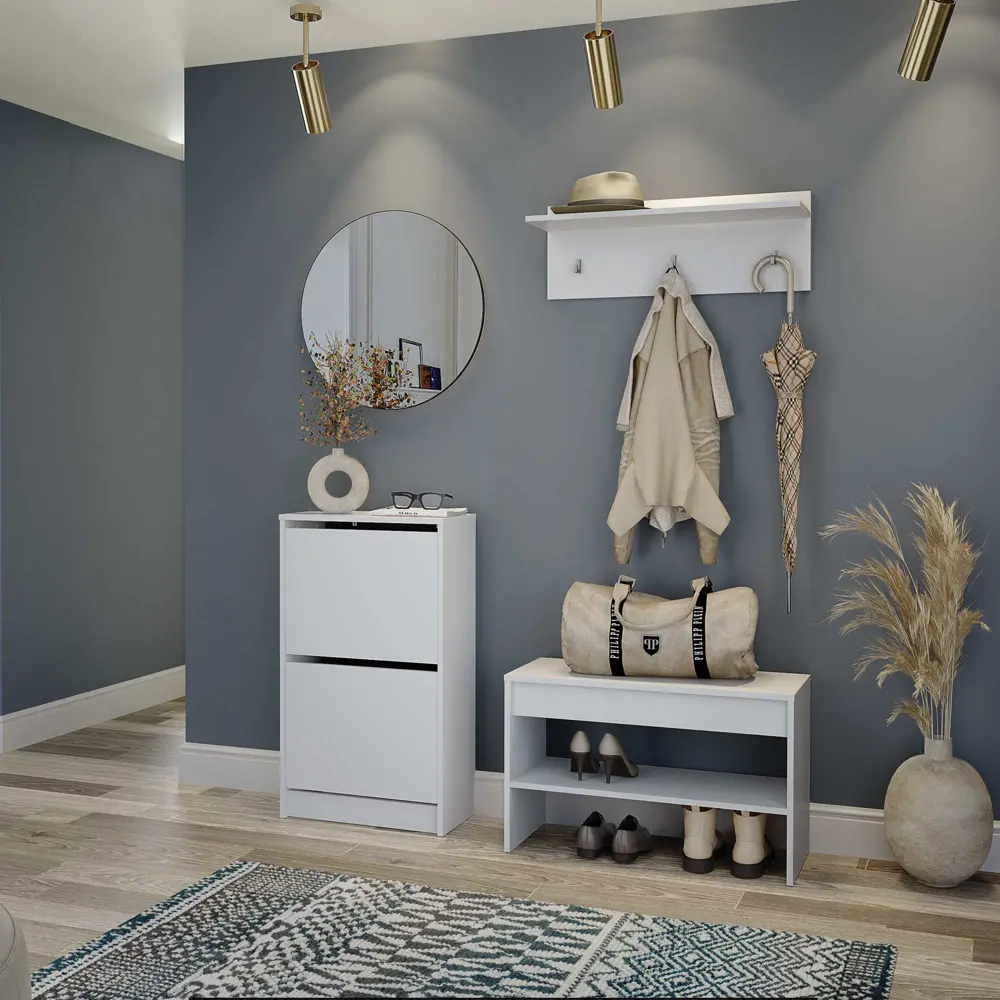 Фото 9 Полка для обуви Beneli 54x93.6x28 см 4 полки ЛДСП цвет белый