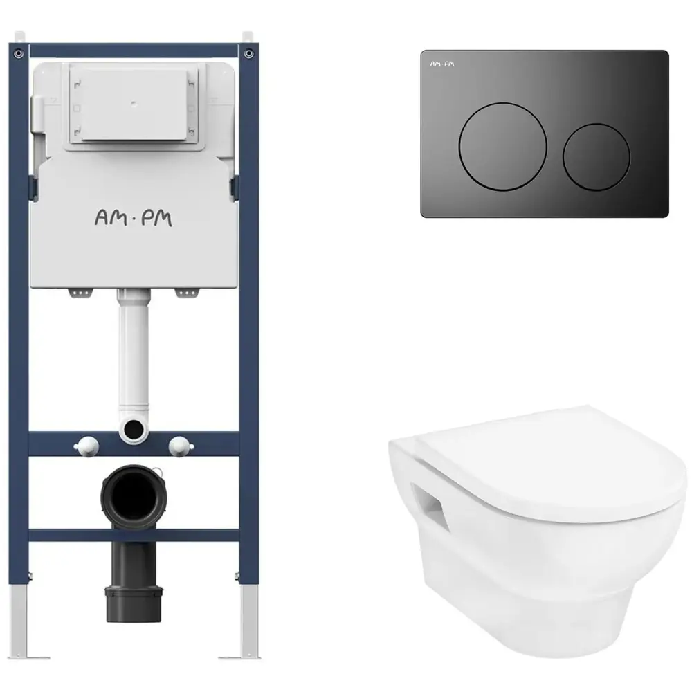 Фото 2 Инсталляция AM.PM I012709.0138 PrimeFit с клавишей смыва PrimeFit L черный матовый Hansgrohe GladeLake S унитаз 540x360 белый Фото 2 Инсталляция AM.PM I012709.0138 PrimeFit с клавишей смыва PrimeFit L черный матовый Hansgrohe GladeLake S унитаз 540x360 белый