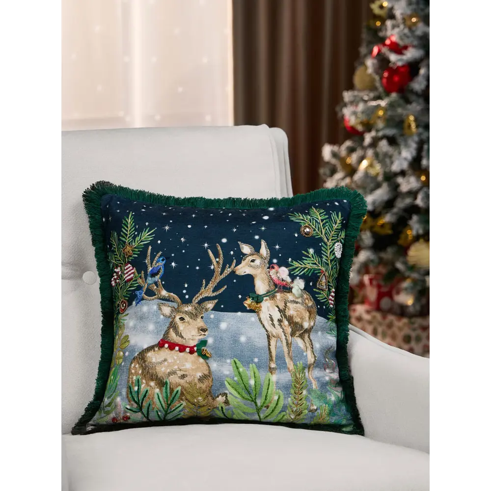 Фото Наволочка Arya Home Forest Deer 45x45 см Фото Наволочка Arya Home Forest Deer 45x45 см