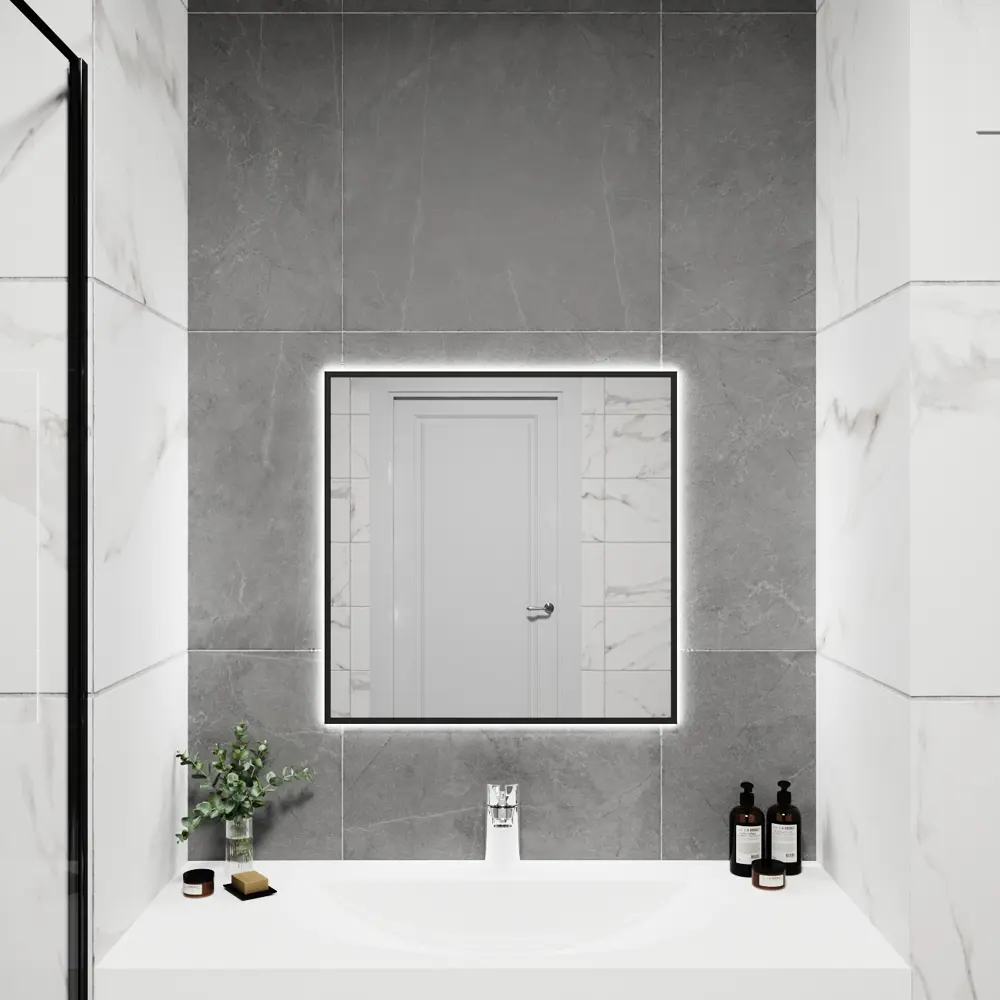 Фото Зеркало со встроенной подсветкой One mirror 6060чсх 60x60 см Фото Зеркало со встроенной подсветкой One mirror 6060чсх 60x60 см