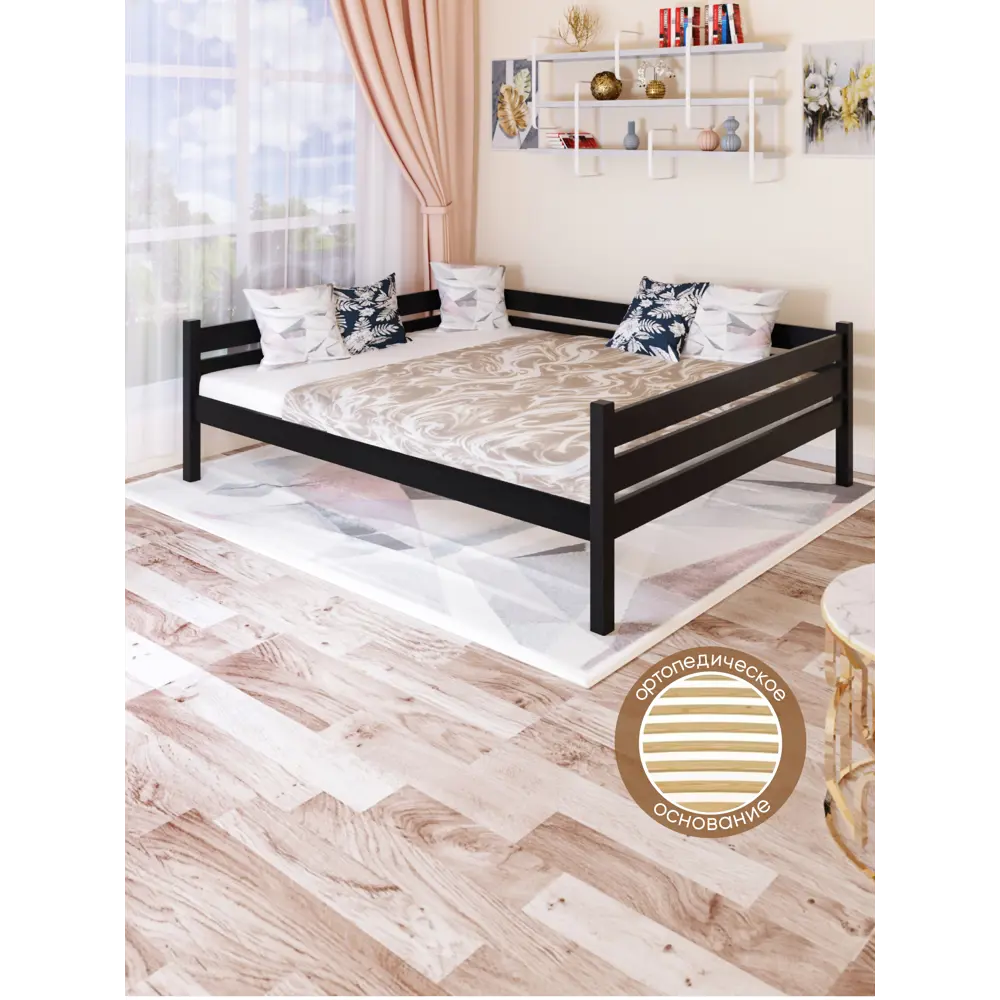 Фото 3 Кровать Solarius Tahta120-200onix-orto 130 x 63 x 210 см сосна цвет черный