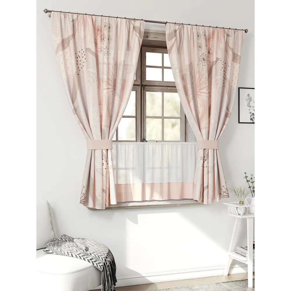 Фото 3 Комплект штор Comfy way CW705179-160 на шторной ленте 160x150 см цвет молочный, светло-бежевый, светло-бежевый, слоновая кость