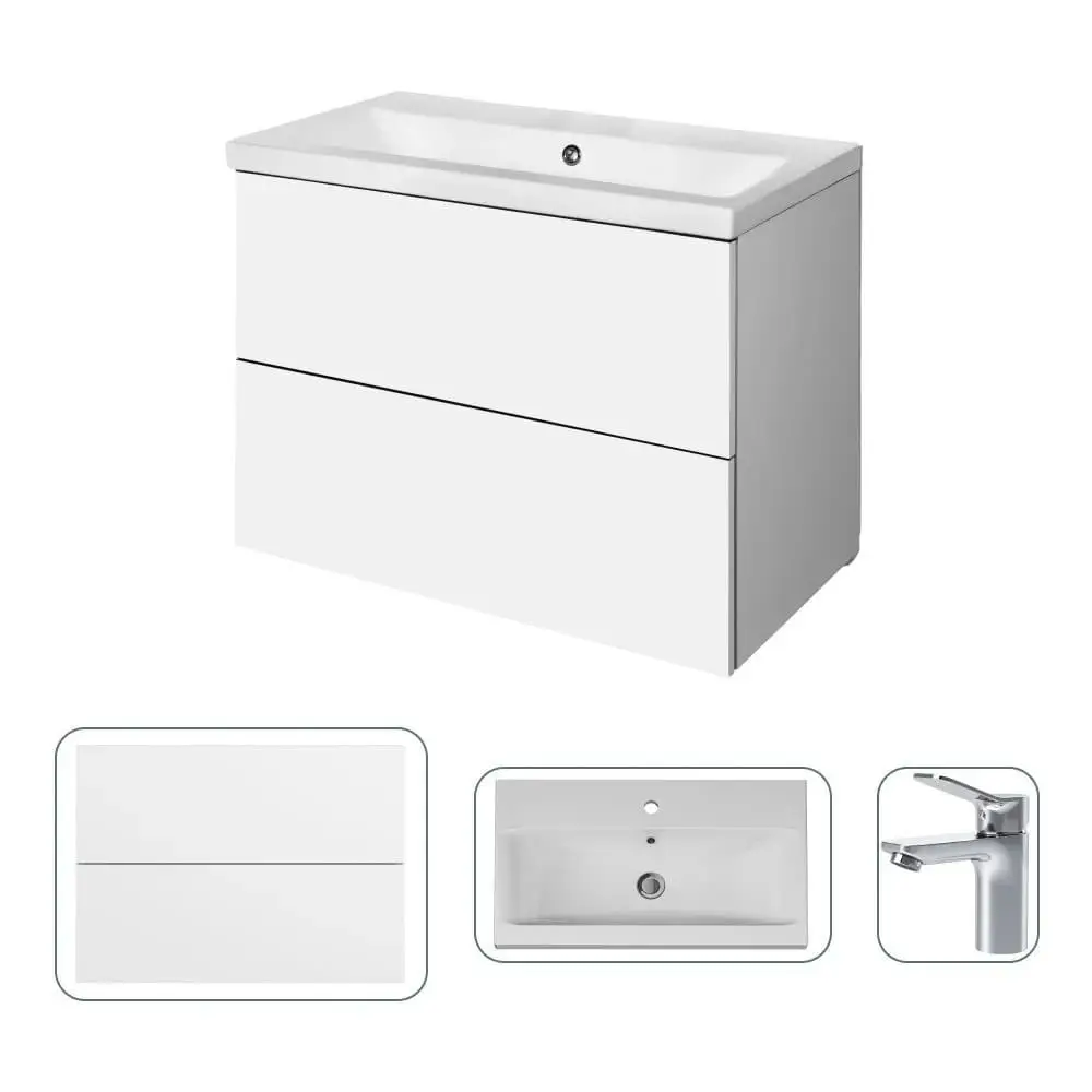 Фото Тумба подвесная с раковиной AM.PM M90-FHX0752-F85A02100 со смесителем X-Joy хром 75 см белый глянец Фото Тумба подвесная с раковиной AM.PM M90-FHX0752-F85A02100 со смесителем X-Joy хром 75 см белый глянец