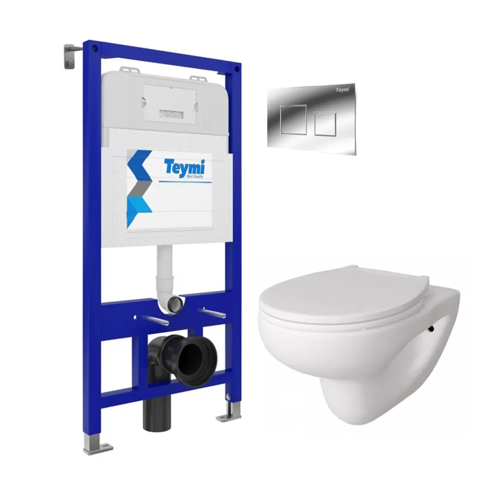 Фото Комплект Teymi T70787 5 в 1: Инсталляция Aina 52, клавиша смыва Kati хром, подвесной унитаз с микролифтом Hanna Pro, крепеж Фото Комплект Teymi T70787 5 в 1: Инсталляция Aina 52, клавиша смыва Kati хром, подвесной унитаз с микролифтом Hanna Pro, крепеж