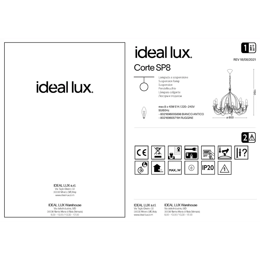 Фото 3 Люстра подвесная Ideal lux Corte 005898 8 ламп 20 м² цвет белый, бежевый Фото 3 Люстра подвесная Ideal lux Corte 005898 8 ламп 20 м² цвет белый, бежевый