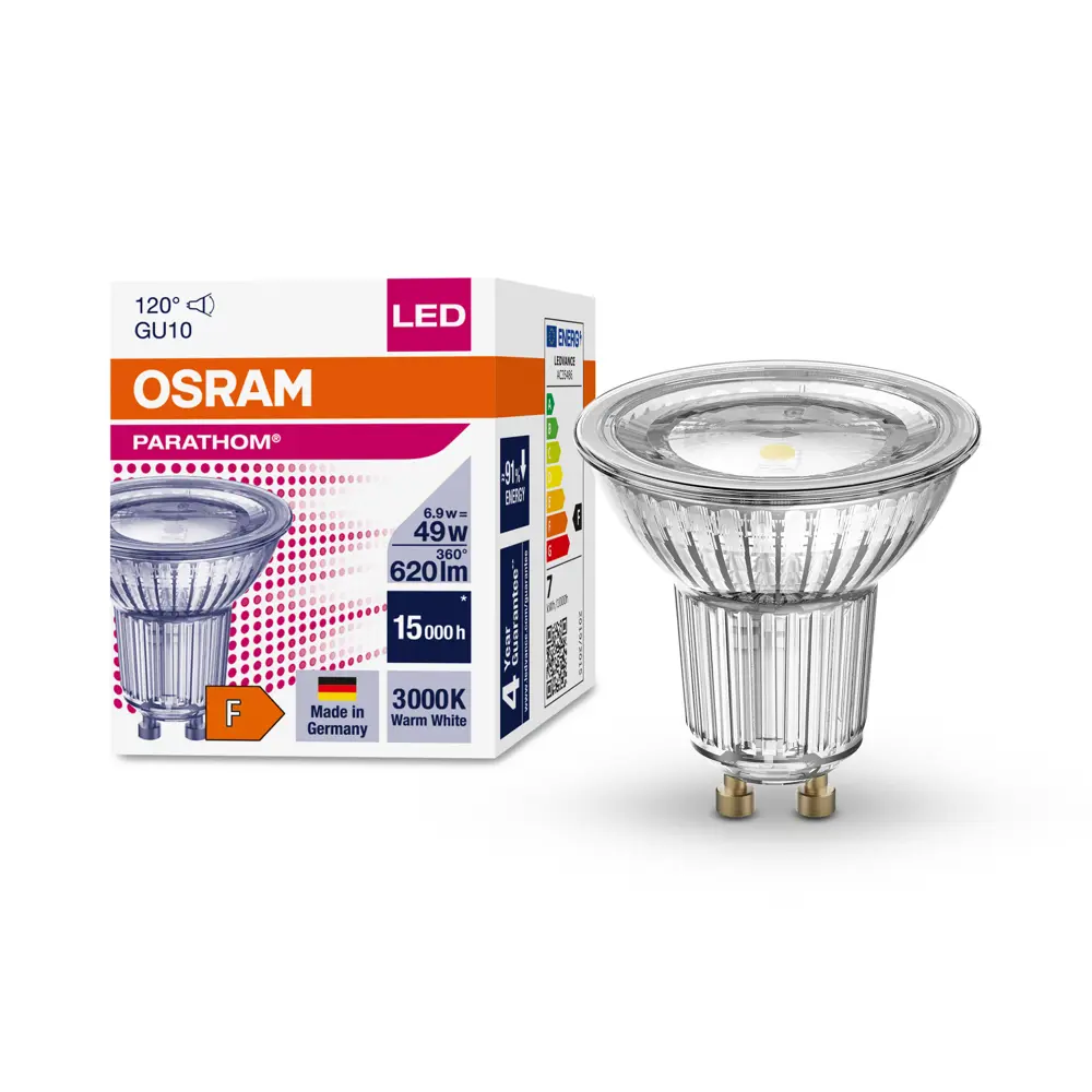 Фото 3 Набор ламп светодиодных Osram 4058075608757-10 GU10 220-240 В 6.9 Вт спот 620 Лм теплый белый (желтый) свет 10 шт Фото 3 Набор ламп светодиодных Osram 4058075608757-10 GU10 220-240 В 6.9 Вт спот 620 Лм теплый белый (желтый) свет 10 шт