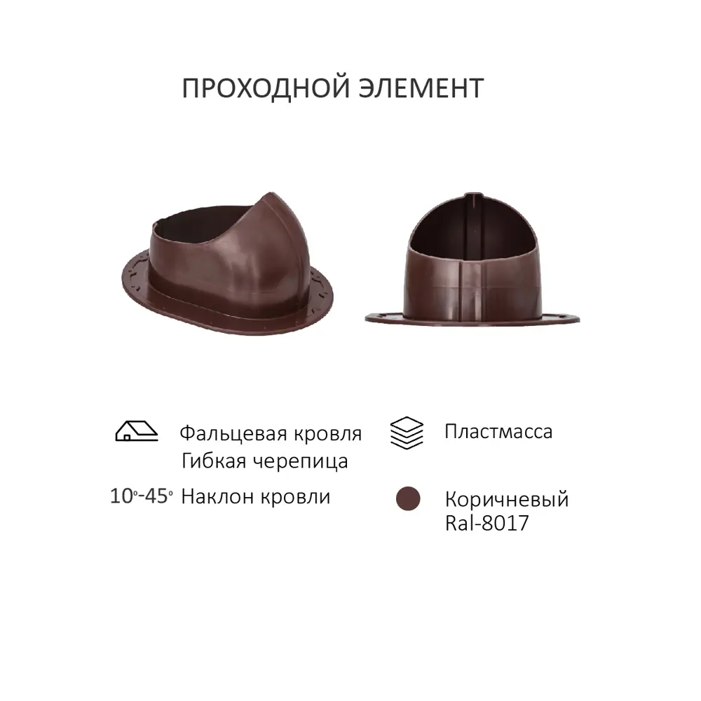 Фото 3 Комплект вентиляции с нанодефлектором Gervent для фальцевой кровли и гибкой черепицы ⌀110/160мм RAL 8017 Фото 3 Комплект вентиляции с нанодефлектором Gervent для фальцевой кровли и гибкой черепицы ⌀110/160мм RAL 8017