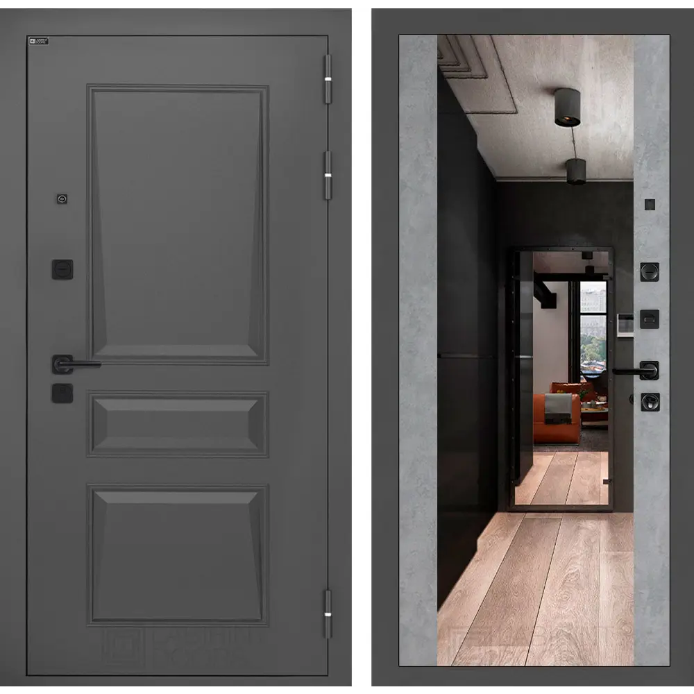 Фото Входная дверь Labirintdoors Орлеан правый 205x96см цвет муар серый 7024 матовый/бетон светлый ФЛЗ-1 Фото Входная дверь Labirintdoors Орлеан правый 205x96см цвет муар серый 7024 матовый/бетон светлый ФЛЗ-1