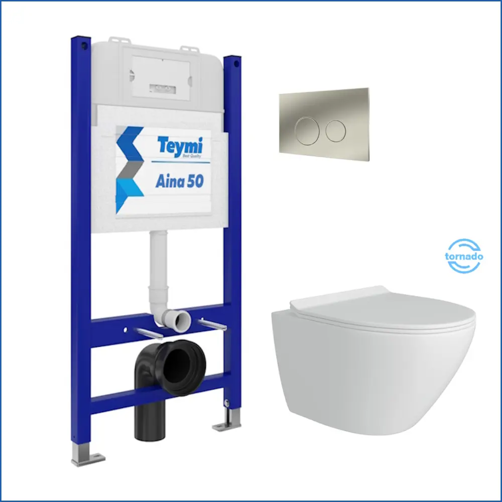 Фото 2 Комплект Teymi F14479 5 в 1 инсталляция с унитазом унитаз подвесной безободковый торнадо Lina Pro Vortex кнопка нержавеющая сталь Фото 2 Комплект Teymi F14479 5 в 1 инсталляция с унитазом унитаз подвесной безободковый торнадо Lina Pro Vortex кнопка нержавеющая сталь
