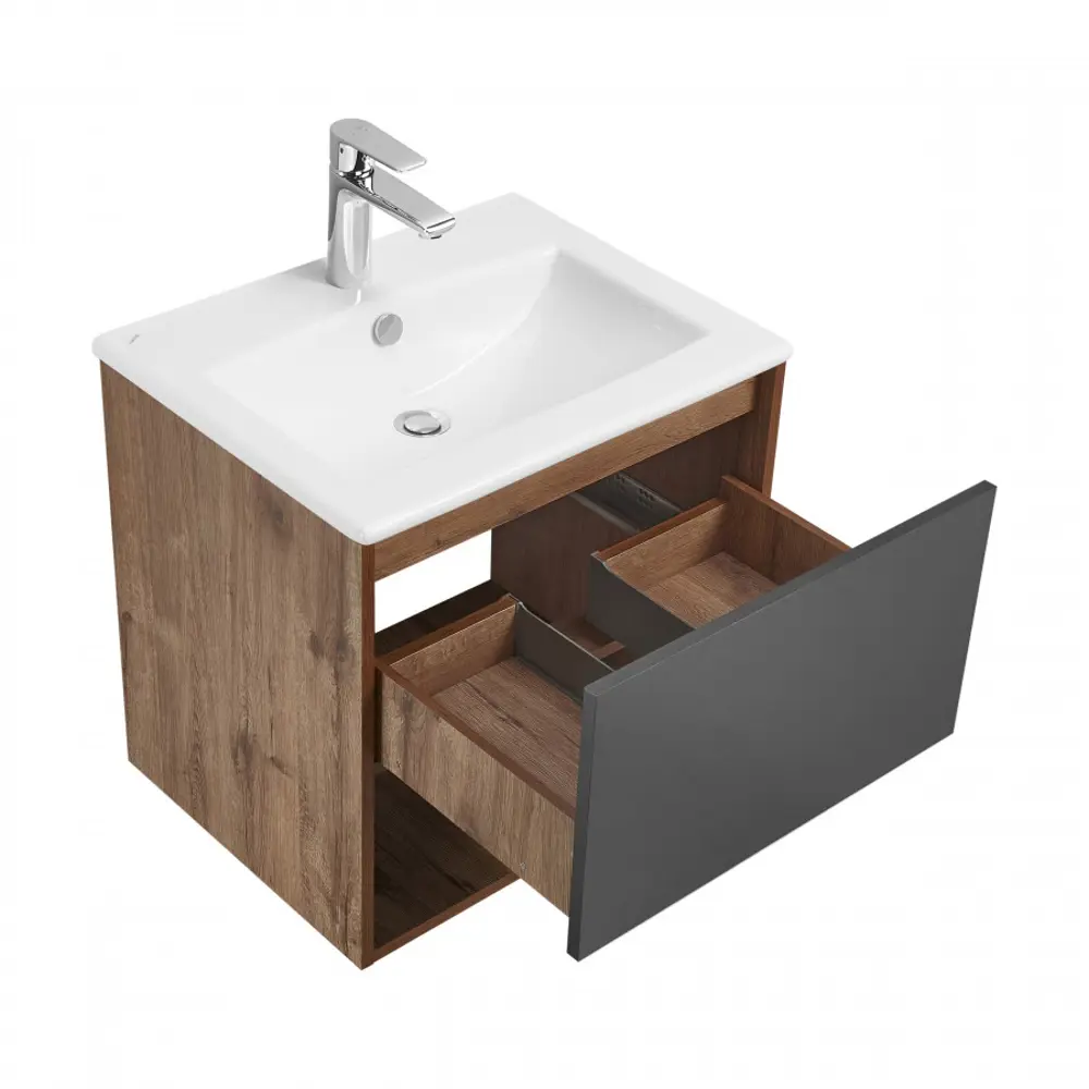 Фото 4 Тумба с раковиной для ванной AQUATON 1A2883V3A4DW0 Форм 60 дуб веллингтон, раковина Элина 60, фасад антрацит Фото 4 Тумба с раковиной для ванной AQUATON 1A2883V3A4DW0 Форм 60 дуб веллингтон, раковина Элина 60, фасад антрацит