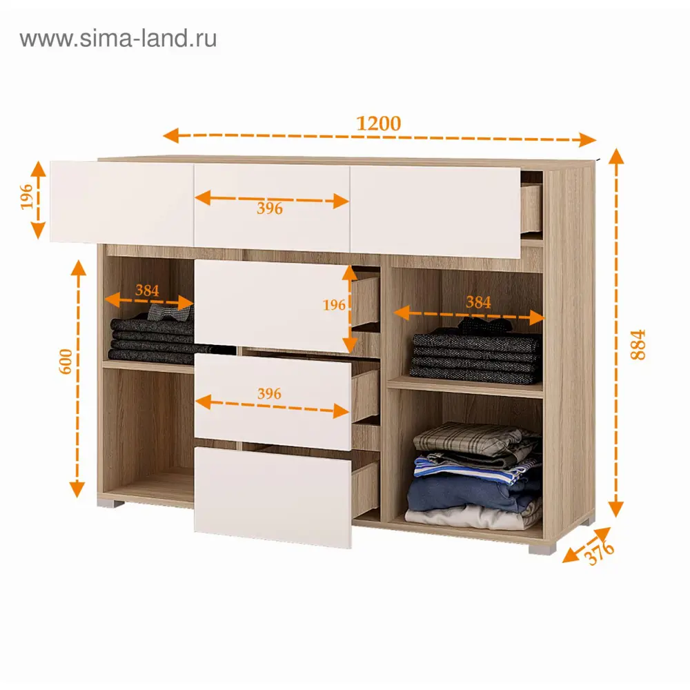 Фото 6 Комод Анталия 7 ящиков 120x37.6x88.4 см ЛДСП цвет kraft Фото 6 Комод Анталия 7 ящиков 120x37.6x88.4 см ЛДСП цвет kraft