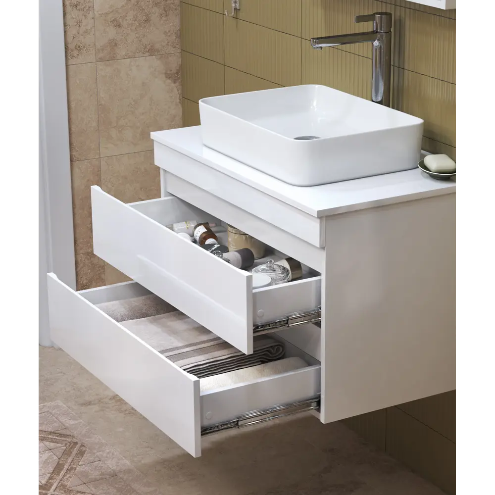 Фото 4 Тумба с раковиной подвесная Vigo Urban tp.URB.80.2Y 80 см цвет белый Фото 4 Тумба с раковиной подвесная Vigo Urban tp.URB.80.2Y 80 см цвет белый