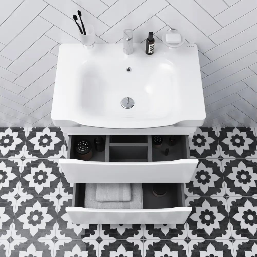 Фото 8 Тумба под раковину подвесная Am.pm M80FHX0652WC065WG-164 65см цвет белый