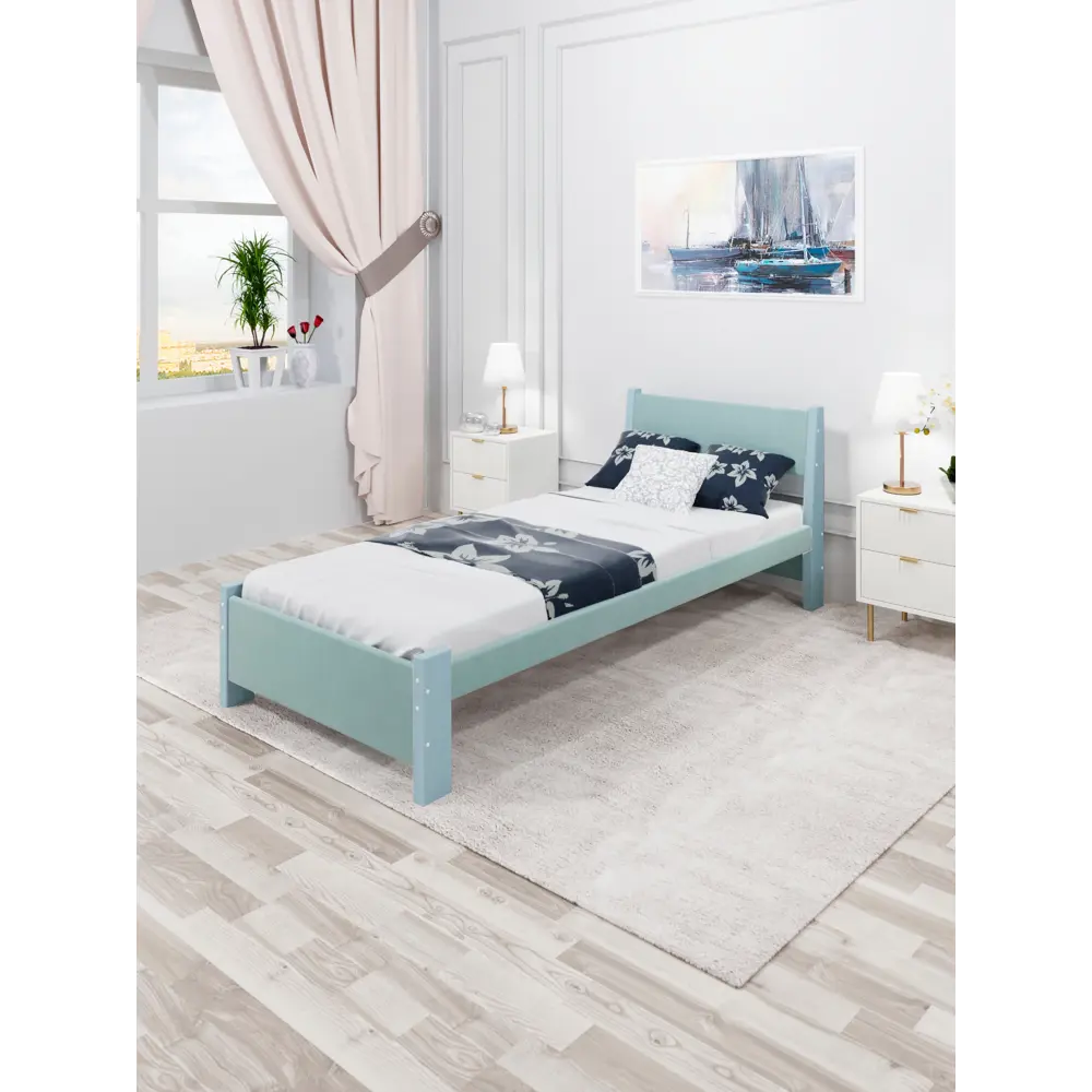 Фото 4 Кровать Solarius Мишка реечное основание 110 x 80 x 210 см дерево цвет тиффани;голубой Фото 4 Кровать Solarius Мишка реечное основание 110 x 80 x 210 см дерево цвет тиффани;голубой